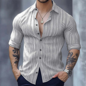 Camisa básica informal cómoda de manga larga para hombre