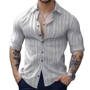 Camisa básica informal cómoda de manga larga para hombre