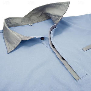 Langarm-Poloshirt mit Revers und Colorblock-Muster für Herren