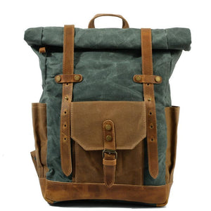 Men's Vintage Contrast Waterproof Canvas Multi-Pocket Backpack