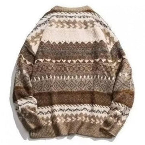Herrenpullover mit Fair-Isle-Jacquard-Muster und Rundhalsausschnitt, langärmlig