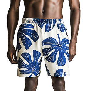 Pantalones cortos con estampado de hojas frescas para hombre