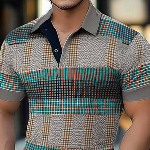 Camiseta de cuello polo estampada, cómoda y agradable para la piel, de verano para hombre