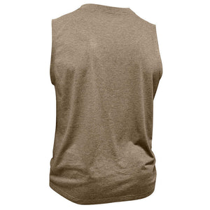Camiseta sin mangas informal de mezcla de algodón con cuello henley en contraste para hombre