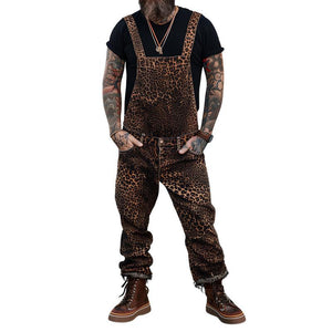Mono informal retro con estampado de leopardo para hombre