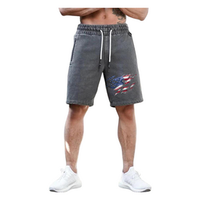 PANTALONES CORTOS CARGO DE 11'' CON BOLSILLO Y CREMALLERA Y BANDERA DE EE. UU.