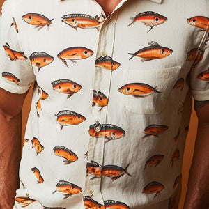 Herren-Kurzarmhemd im Frühfrühlingsstil mit einzigartigem Aufdruck