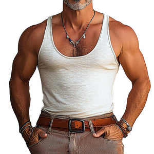 Camiseta sin mangas blanca ajustada, cómoda y transpirable para hombre