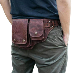 Bolso de hombro clásico vintage ajustable de cuero PU con cinturón para hombre