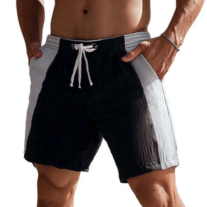 Pantalones cortos casuales con cordones y costuras blancas y negras de verano para hombre