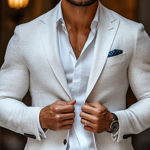 Herrenmode Einfarbiger Freizeitblazer mit steigendem Revers und zwei Knöpfen