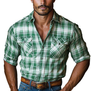 Camisa informal sencilla de manga larga para hombre