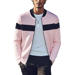 Men's Classic Casual Contrast Color Stitching Air Layer Fabric Jacket