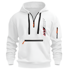 SUDADERA CON CAPUCHA PARA HOMBRE, DEPORTIVA, CASUAL, CON MÚLTIPLES CREMALLERAS Y BOLSILLO EN EL BRAZO, CON BANDERA DE EE. UU.