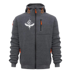 SUDADERA DEPORTIVA CON MÚLTIPLES CREMALLERAS Y BOLSILLOS PARA HOMBRE CON CAPUCHA