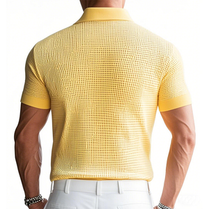 Polo de golf clásico de primavera para hombre, con estampado de gofres y colores brillantes