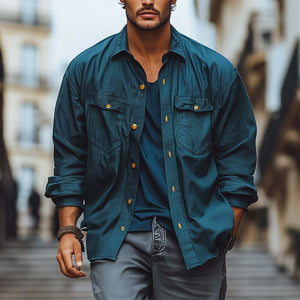 Camisa de manga larga de moda de primavera para hombre