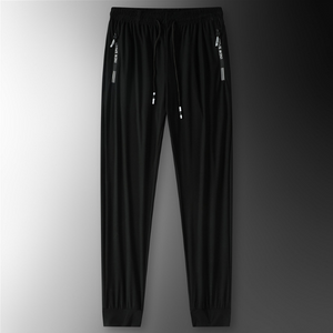 Pantalones deportivos de seda de hielo de gran tamaño para hombre, de verano, de secado rápido, de sección delgada, sedosos, con aire acondicionado, pantalones casuales sueltos, pantalones rectos