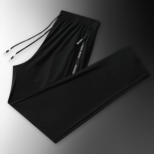 Pantalones deportivos de seda de hielo de gran tamaño para hombre, de verano, de secado rápido, de sección delgada, sedosos, con aire acondicionado, pantalones casuales sueltos, pantalones rectos