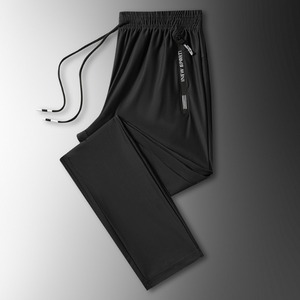 Pantalones deportivos de seda de hielo de gran tamaño para hombre, de verano, de secado rápido, de sección delgada, sedosos, con aire acondicionado, pantalones casuales sueltos, pantalones rectos