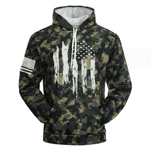 Men's American Flag Print Camouflage Hooded Sweatshirt