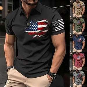 Lässiges Poloshirt mit USA-Flagge