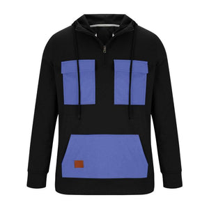 Herren-Hoodie mit Colorblock-Tasche und halbem Reißverschluss