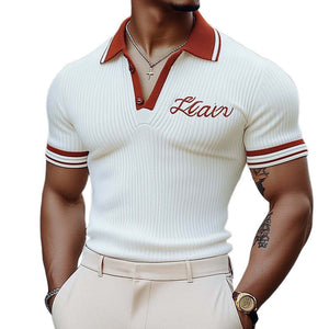 Camiseta de manga corta de punto con cuello polo de verano para hombre