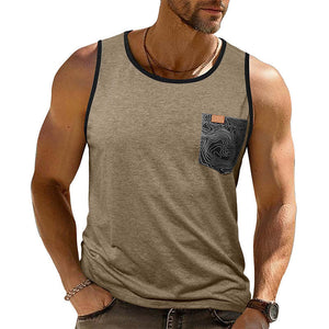 Camiseta sin mangas con cuello redondo y colores contrastantes para hombre