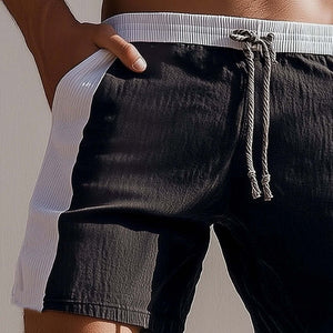 Pantalones cortos texturizados con cordones en blanco y negro para hombre