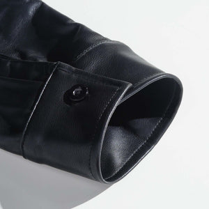 Men's Classic Casual Slim Fit Leather Long Sleeve Shirt