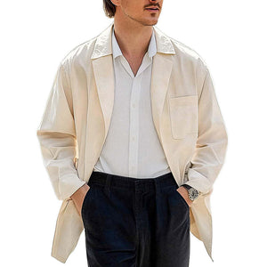 Men's Spring And Autumn Apricot Cotton Windbreaker Coat