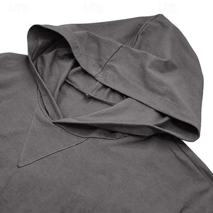 Camiseta informal de manga larga con capucha de color liso para hombre
