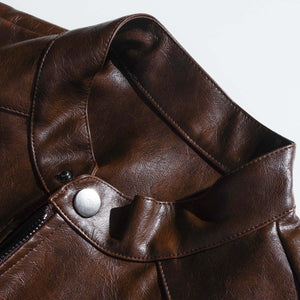 Herren Vintage Distressed Reißverschluss Lederjacke