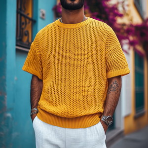 Camiseta informal de cuello redondo, suave, holgada y de manga corta para hombre