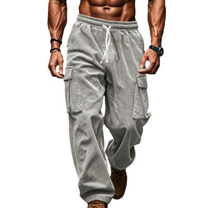 PANTALONES DE PANA PARA HOMBRE, OTOÑO, CASUAL, TRANSPIRABLES, DE PIERNA ANCHA, MULTIBOLSILLOS, PANTALONES DE PIERNA RECTA