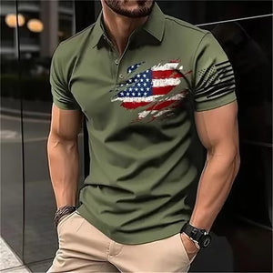 Lässiges Poloshirt mit USA-Flagge