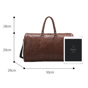 Bolso de viaje deportivo vintage de cuero de gran capacidad para hombre