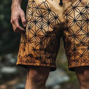 Lässige Vintage-Shorts mit Blumen-des-Lebens-Print für Herren