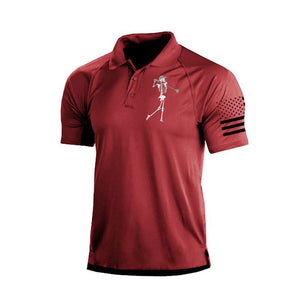 POLO RAGLÁN CON ESTAMPADO DE ESQUELETO Y BANDERA DE EE. UU.