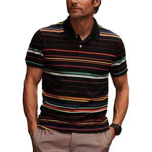 Polo de manga corta con estampado de rayas en contraste para hombre