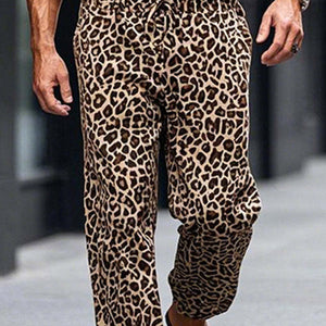 Pantalones casuales de mezcla de leopardo para hombre