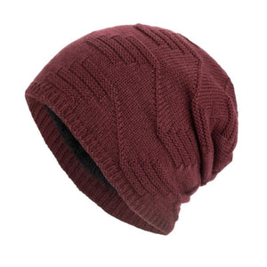Gorro de punto cálido con forro de felpa vintage para hombre