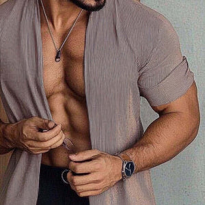 Men's Casual Solid Color Three-quarter Sleeve Cardigan