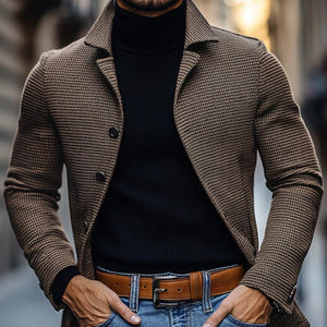 Men's Vintage Houndstooth Notch Lapel Single Breasted Slim Fit Blazer