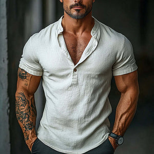Camiseta de algodón con cuello redondo y manga corta para hombre
