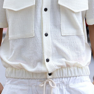 Men's Classic Casual Fashion Waffle Waist Short Sleeve Shirt