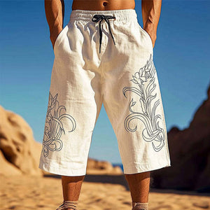 Pantalones casuales sencillos estampados de longitud media para hombre