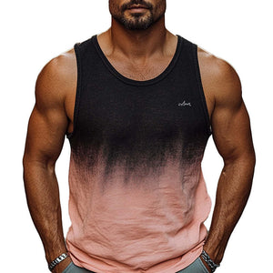 Camiseta sin mangas informal con estampado de contraste degradado para hombre