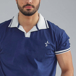 Men's Contrast Color Sports Short Sleeve POLO Shirt